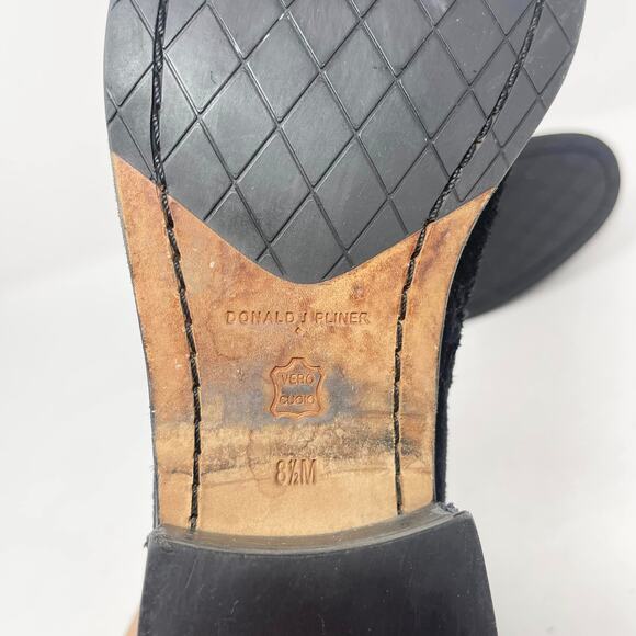 Donald Pliner Black Suede Leather Zita Side Zip Snakeskin Leather Strap Booties - Picture 10 of 10